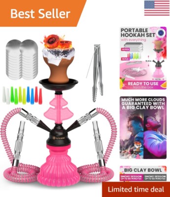 Premium Aluminum Hookah Set with Disposable Tips - Travel-Friendly Smoking Kit