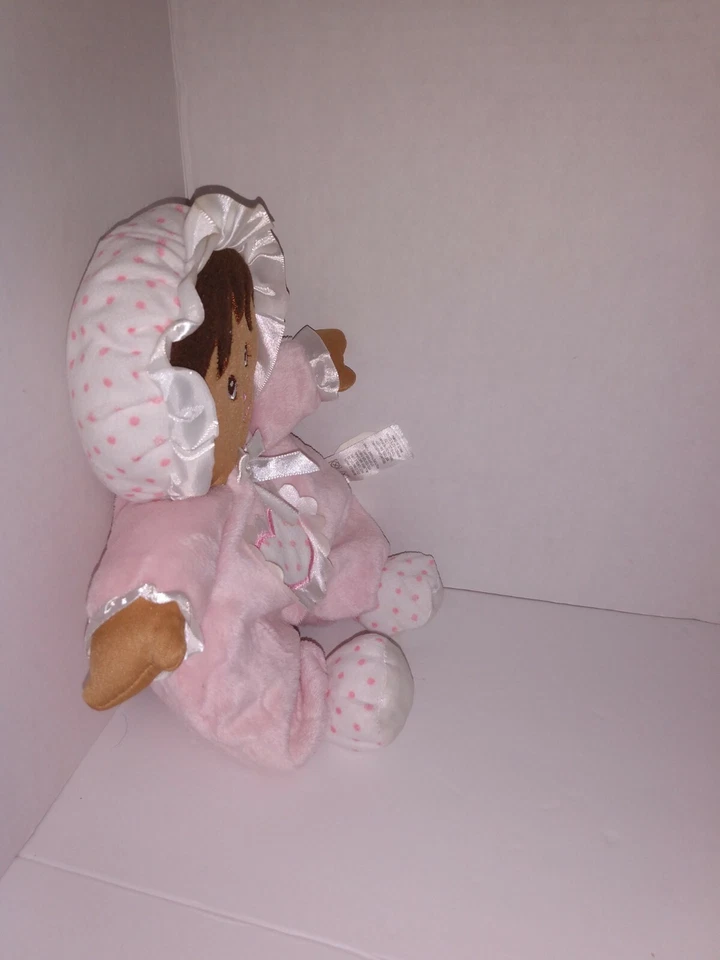 Boneca de pelúcia Yangzhou Hengan Toys veludo rosa bebê afro-americano 10" de altura - Imagem 2 de 4