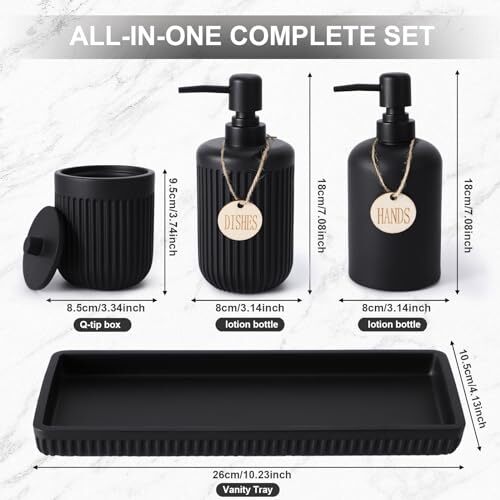 Soap Dispenser Bathroom Set, Matte Resin Bathroom Accessories with Tray ...
