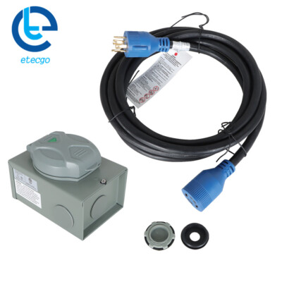 30 Amp Generator Power Cord & Inlet Box 4 Prong NEMA L14-30P/L14-30R 15 Ft 125V