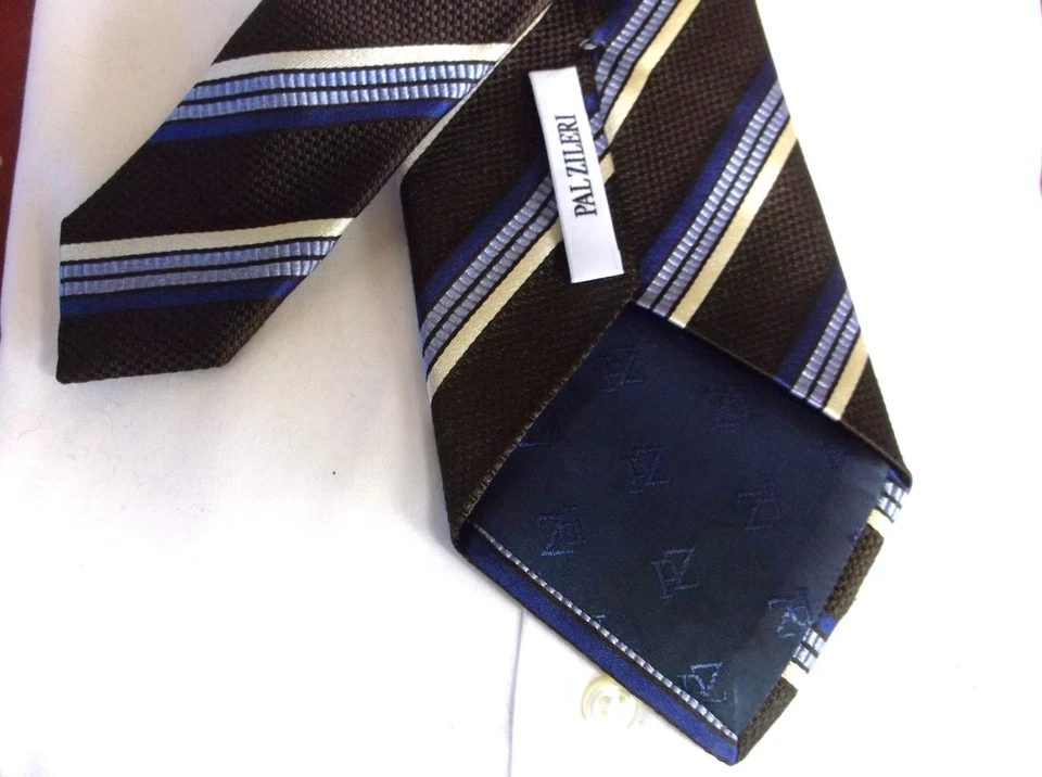 Corbata Pal Zileri Marrón Rayas Seda Talla 3 3/4" C/ 60 L Foto 4 de 4