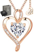 925 Silber Herzkette Hals-Kette Herz Rose-Gold Geschenk FüR Frau Damen Freundin