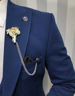 Abito uomo blu Con gilet doppiopetto- Primavera Estate