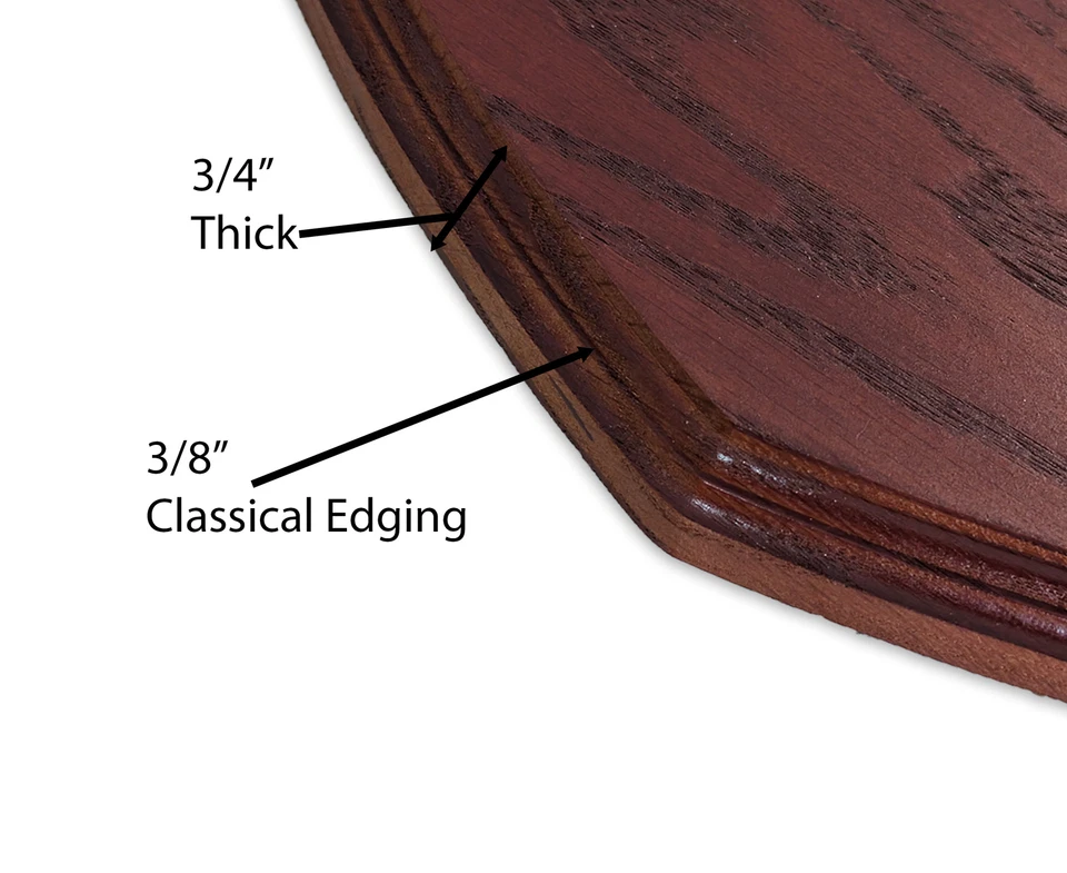 Placa protectora de roble rojo macizo, montada al ras, mancha de caoba satinada, montaje trofeo Foto 2 de 4