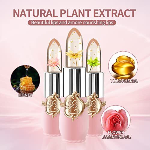 6 Pcs/Set Flower Jelly Lipstick Set Temperature Change Moisturizer Long Lasting - Picture 12 of 13