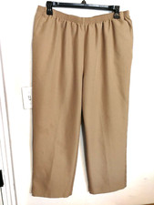 Alfred Dunner Womens Pants 22W Plus Light Brown Stretch Dress Pockets Pull On