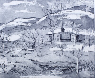 K. McCabe Etching 1969 Windham Landscape 
