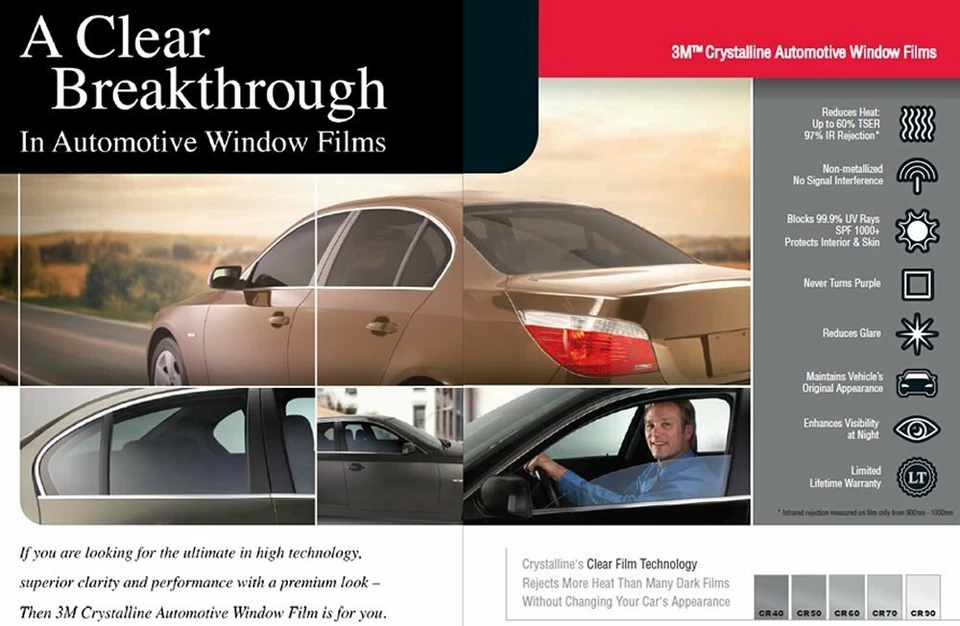 Película para Janela 3M Cristalina 90% VLT Automotiva Matiz Solar Multi Tamanho CR90 E - Imagem 4 de 4