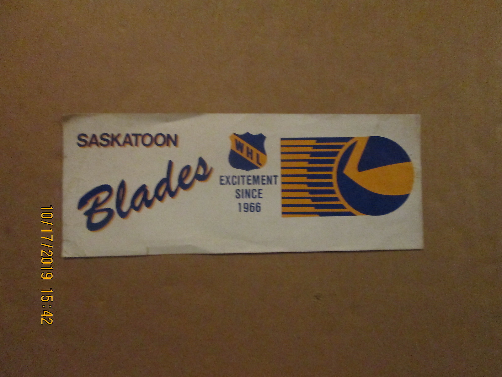 WHL Saskatoon Blades Vintage Excitement Since 1966 Logo Hockey Bumper