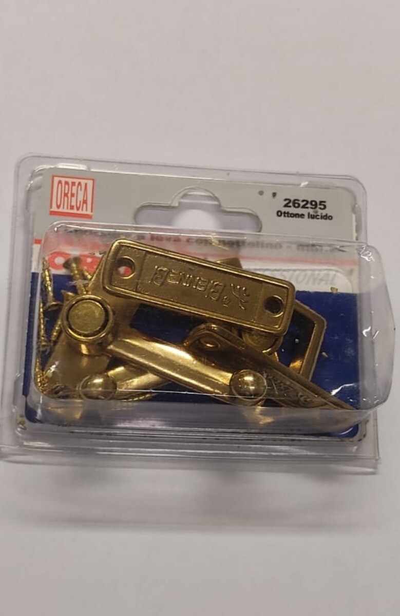 2 PEZZI - CHIUSURA A LEVA PER SERRAMENTI CON NOTTOLINO A SCATTO - IN OTTONE L...