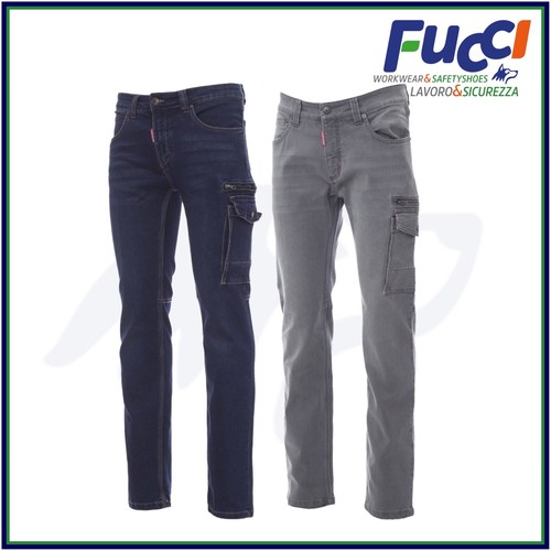Pantaloni da Lavoro Jeans Elasticizzati Multitasche Uomo Blu Denim Payper  West | eBay