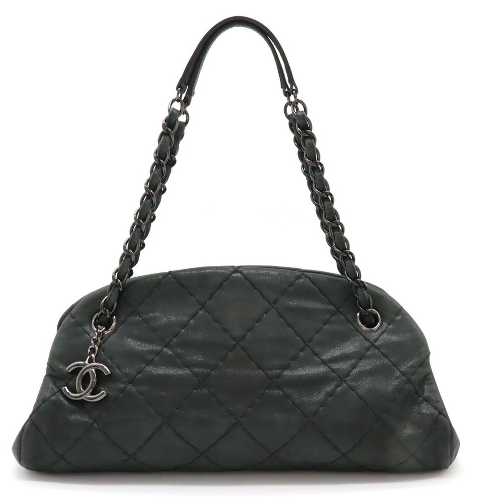 CHANEL Black Mademoiselle Matelasse Bowling Bag Shoulder Bag Chain Shoulder
