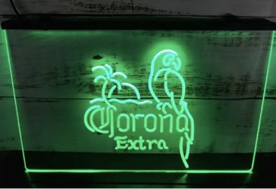Corona Extra Bier Papagei LED Neon. Leuchtschild Bar Kneipe Club Größe 30 cm x 20
