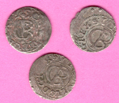 Sweden Latvia Riga & Livonia Lot of 3 coins Schilling ca 1661 Carl XI ca VF 3555