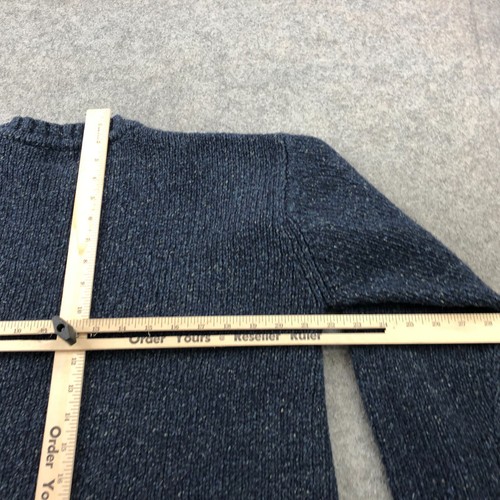 Vintage Structure Sweater Mens Large Blue Knit Heavy Wool Silk Cotton - Picture 7 of 8