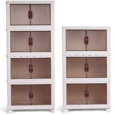 Collapsible Storage Cabinet Box Organizers & Storage Containers w/ Wheels