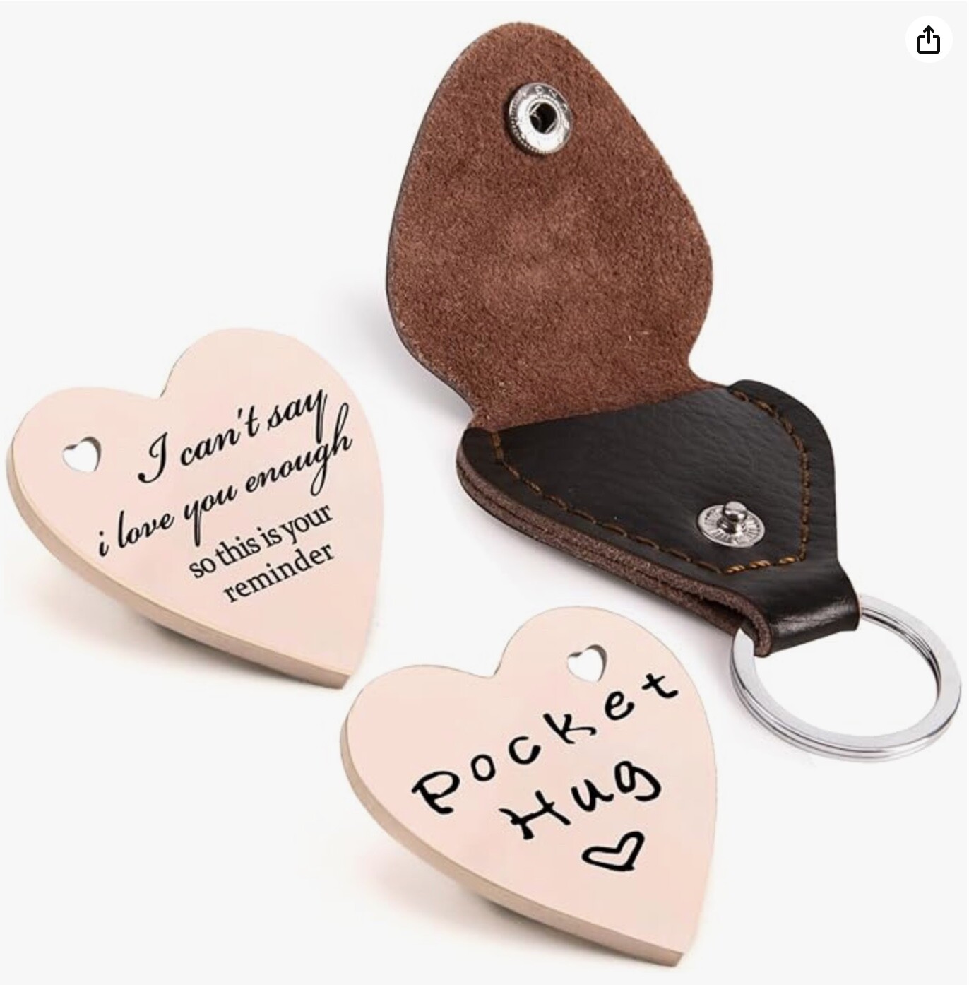 Pocket Hug Leather Keychain, I Can't Say I Love You Enough (rose Gold ...