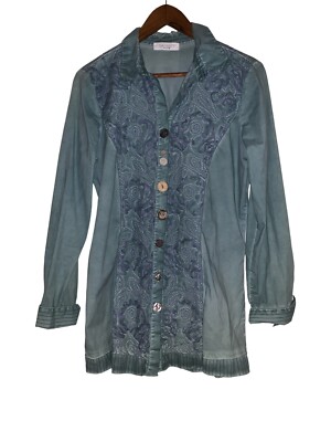 Elisa Cavaletti Club Whimsy Tea Pot Button Up Tunic Top See Measurements RR115