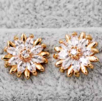 2.40Ct Lab Created VVS1 Diamond Flower Stud Earrings 14K Yellow Gold FN