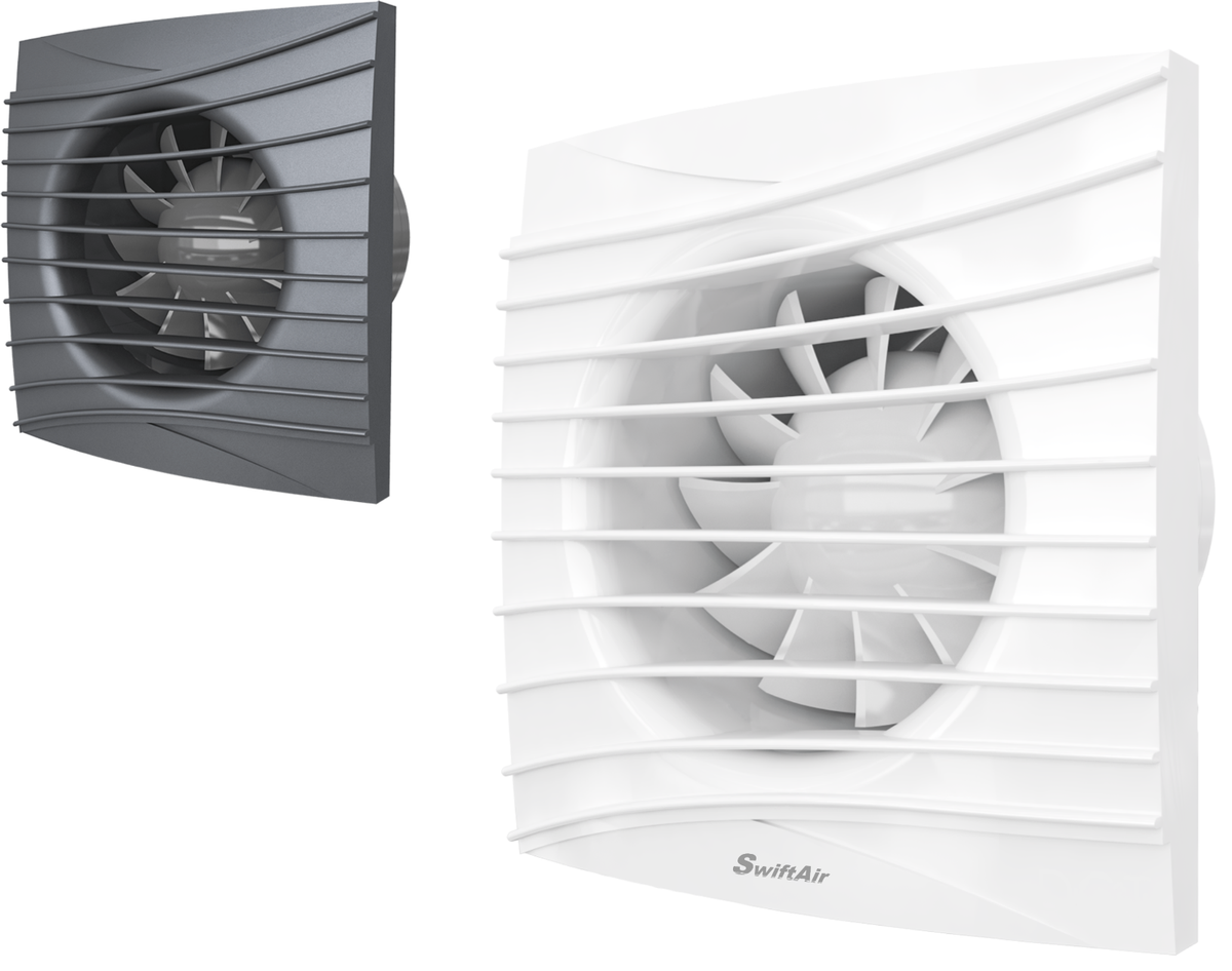 Vents 100 Silenta MV K 100 mm, een geruisloze badkamerafvoerventilator met trekkoord, briljant wit
