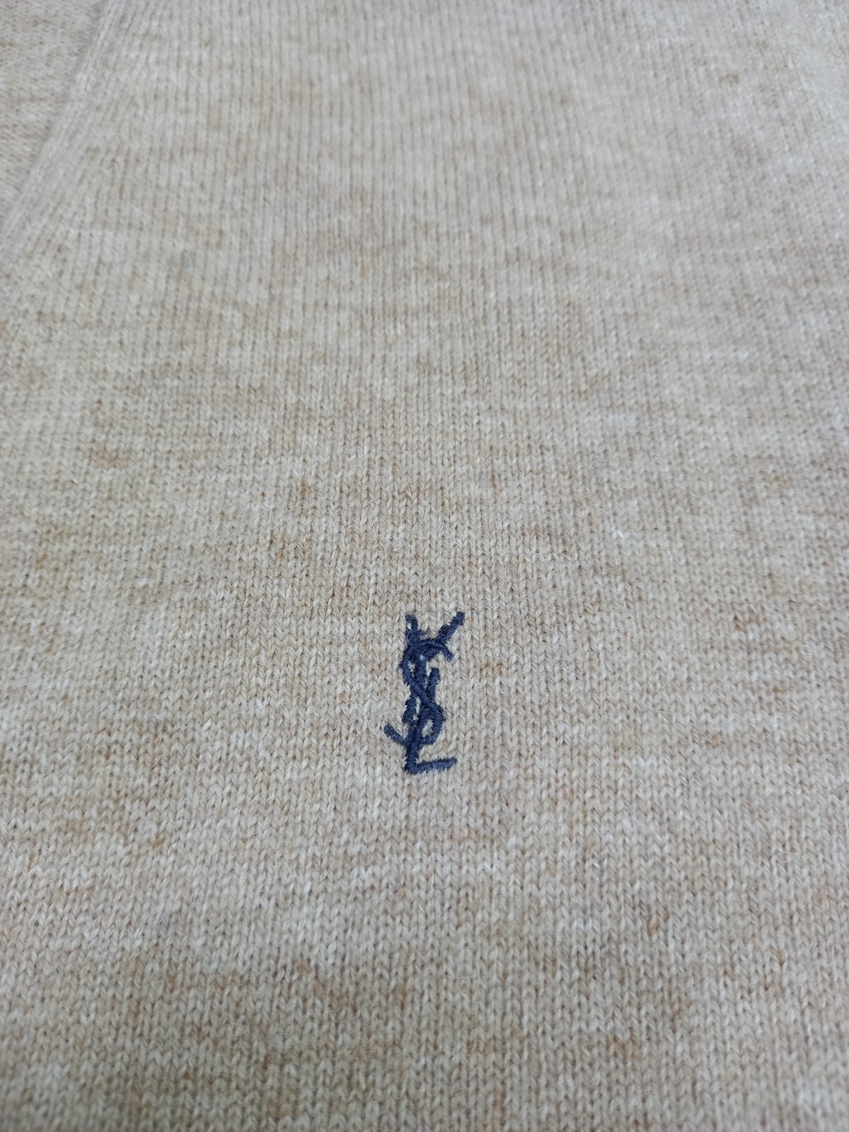 Gilet vintage Yves Saint Laurent anni '90 cappotto vita lana beige MAGLIONE UOMO taglia XL