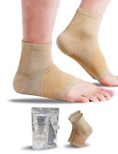 Beige Ankle Brace Support Compression Sleeve for Plantar Fasciitis S 1PC