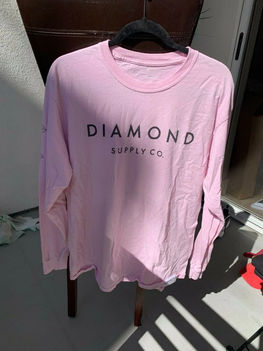 DIAMOND Supply Long Sleeve Pink T Shirt Large Minor Defect