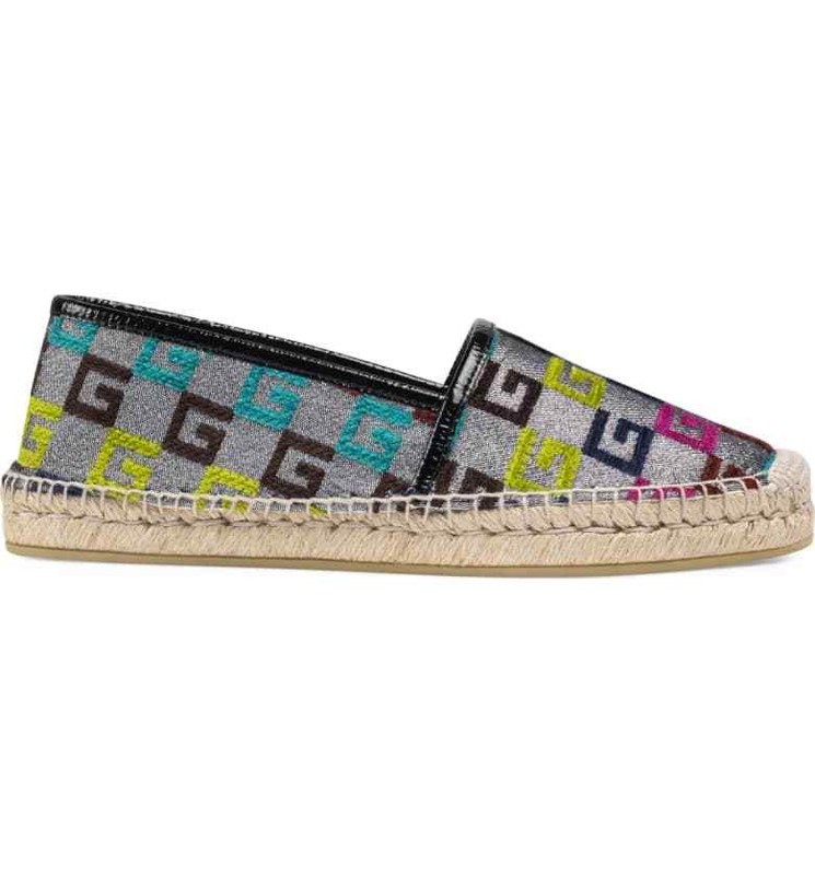 100% AUTHENTIC NEW WOMEN GUCCI PILAR G LOGO ESPADRILLE SNEAKERS US 8.5 D