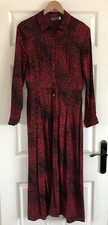 Mint Velvet Red /black  Print Midi Shirt Dress Size 10  RRP £129