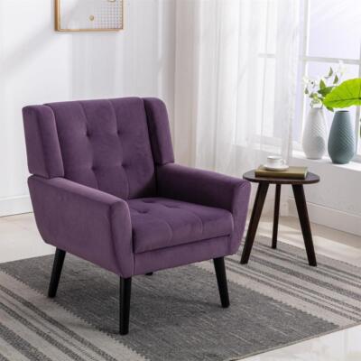 Modern Soft Velvet Wood Frame Accent Chair Living Room Chair