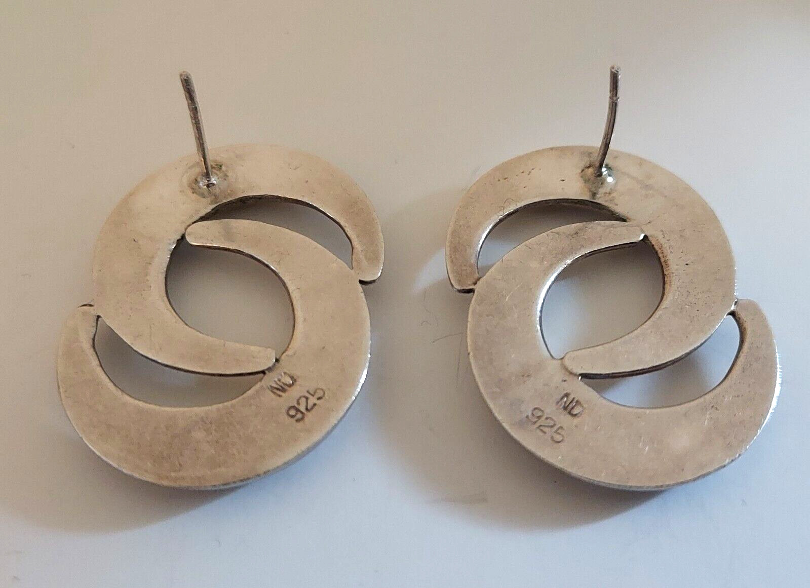 Earrings Sterling Silver Interlocking Crescents - image 3