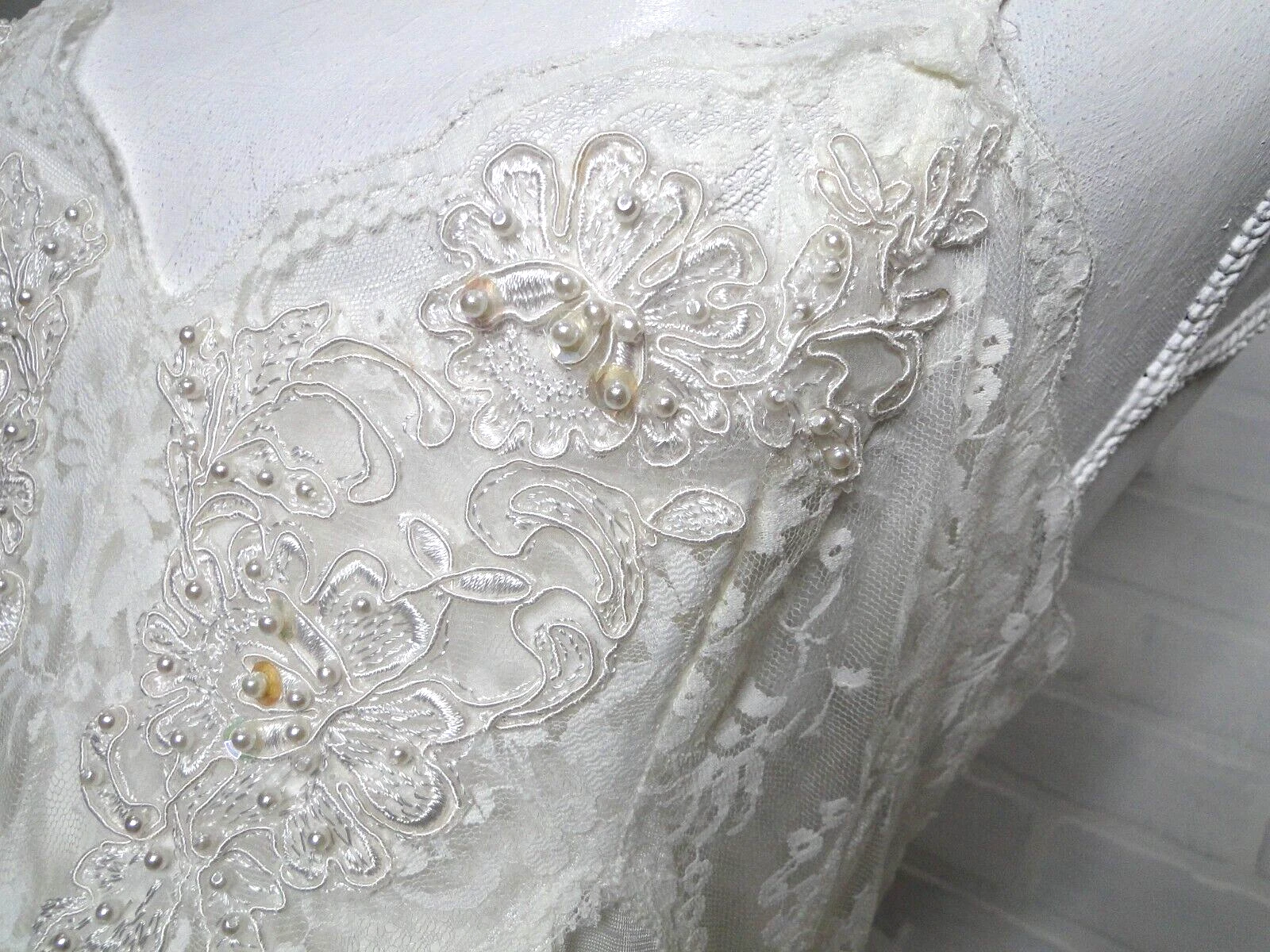 UNDERCOVER Abito lungo vintage Victoria's Secret perle raso avorio abito da sposa slip pizzo S