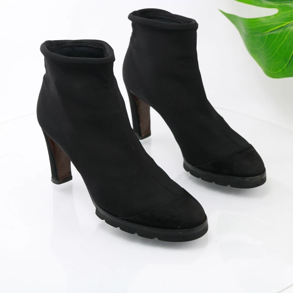 Женские сапоги Walter Steiger размер 39 9 черные неопреновые с выступающей подошвой на блочном каблуке - Изображение 2 из 4