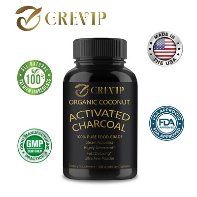 Activated Charcoal Capsules - Coconut Shell, Detox, Relief Gas & Bloating