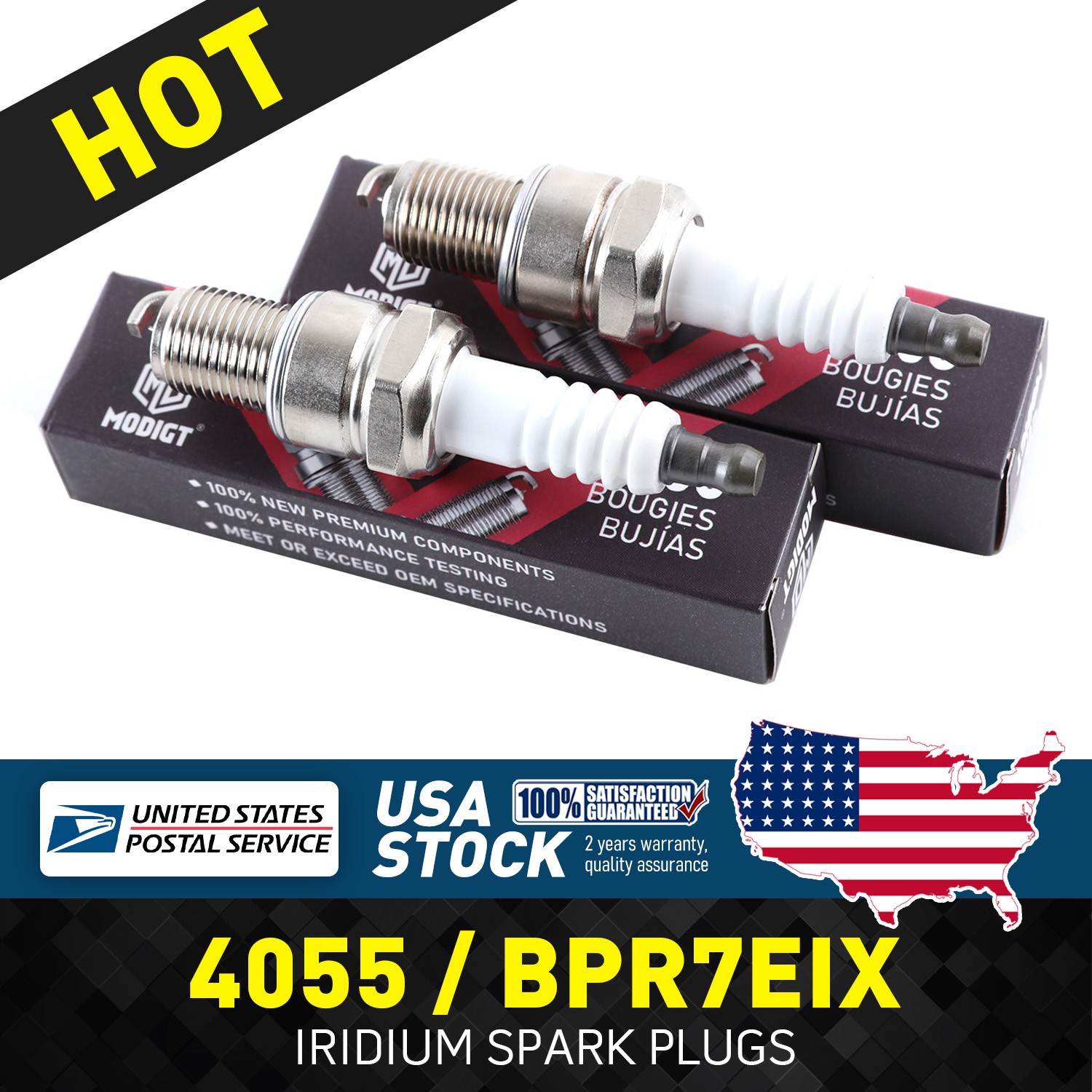 4X New For NGK IRIDIUM IX Resistor Performance MGT Spark Plugs BPR7EIX # 4055