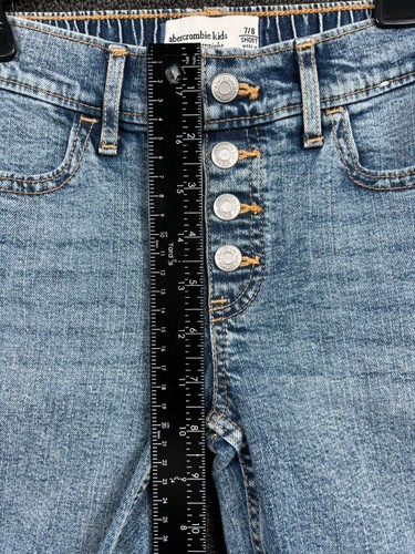 Abercrombie Kids High Rise Straight Jeans 7/8 Short Blue Denim Button Zip NEW - Picture 6 of 7