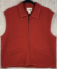 Vintage 1990s Paul Harris Boiled Wool Vest Red Full Zip USA Women  s Large
