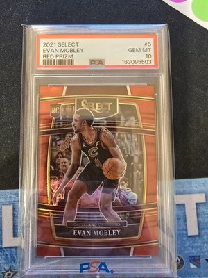 2021-22 Panini Select Concourse Evan Mobley RC #5 Red Prizm 013/199  PSA 10