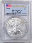 2014 1oz Silver American Eagle MS70 PCGS 29177791 First Strike
