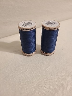 Gutermann Navy Dark Blue Quilting Thread 220yd 100% Cotton 2 Spools New C 02776 