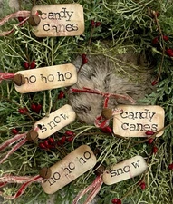 Primitive Stained Christmas Hand Stamped Tags Ornaments Gifts Grubbied