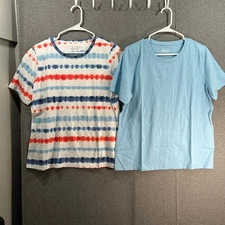 Denim & Co. Pack of 2 Perfect Jersey Americana Tops Ameri Stripe, Medium