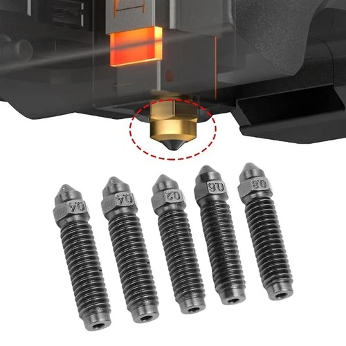 5x 3D Printer Nozzle Set Replace for Cent-auri Carbon Hardened Steel M6x25mm SET