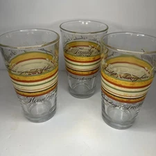Libby MCM Family Friends &Home Striped Thanksgiving Tumblers 14 OZ Set Of 3