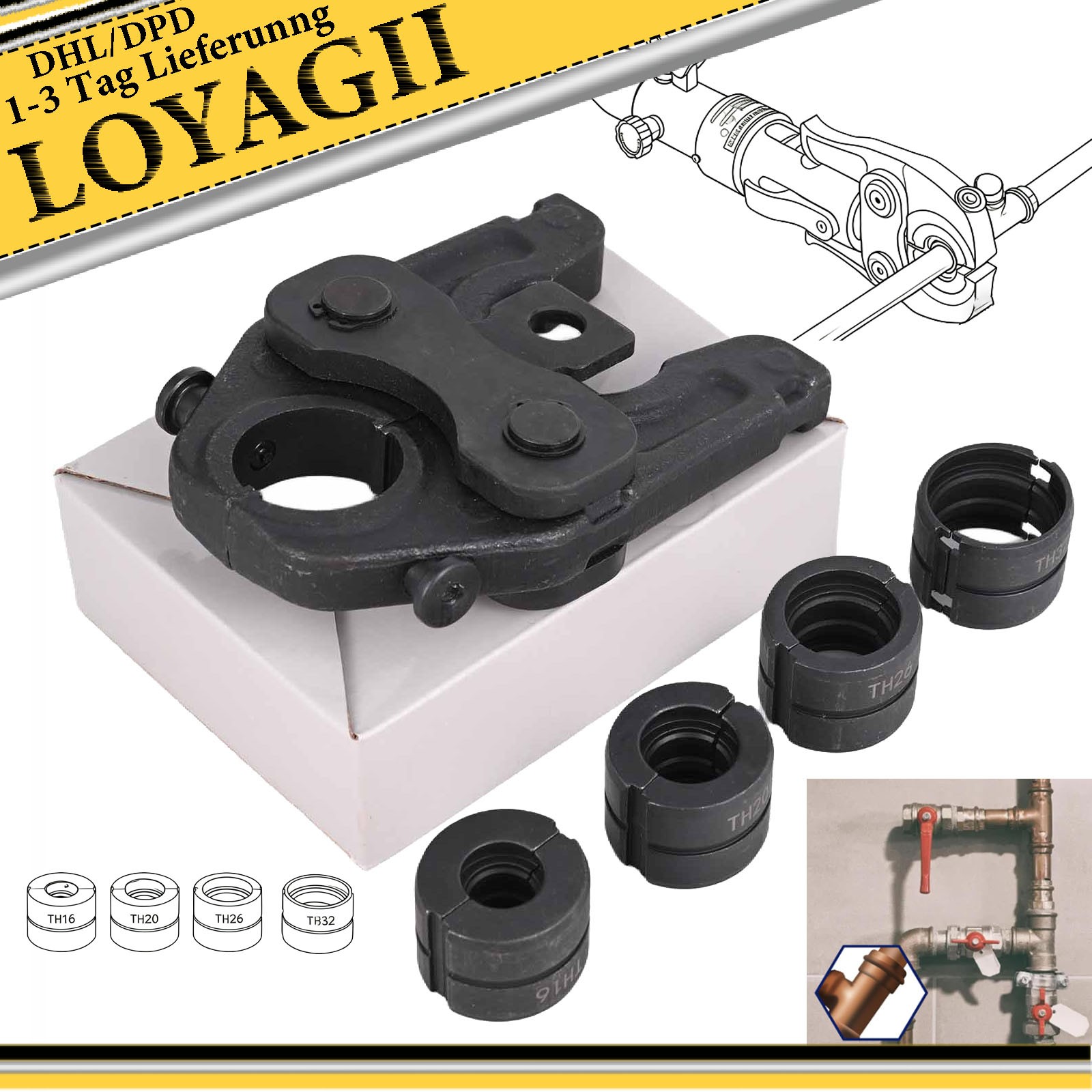 Press jaw press jaws pipe wrench jaw TH16-20-26-32 TH-shapes crimp inserts