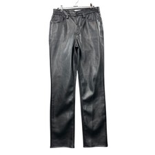 Good American Pants Better Than Leather Good Icon Womens 8/29 Black Faux Leather