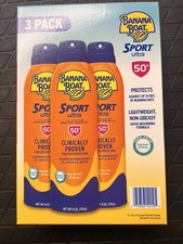 3 Pack Banana Boat Sport Ultra Sunscreen Spray SPF 50 6 Oz Each EXP 04/27