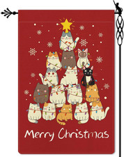 Merry Christmas Garden Flag Cats Xmas Tree Garden Flag Christmas Gift Vertical D