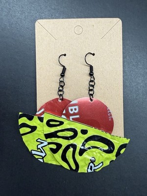 Monster And Red Bull Handcrafted Earrings: Aluminum Cans