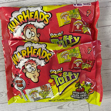 2 Pack Warheads Sour Taffy 12 Bars/Bag 3.59 oz ea Black Cherry, Apple  Mystery